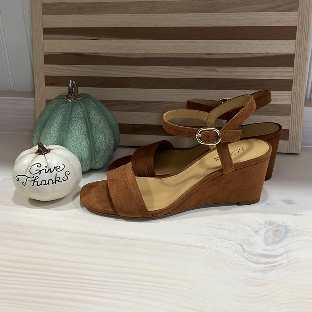 🆕 J. Crew Wedge Sandals, size 6.5, color Cedar Wood - Picture 4 of 7